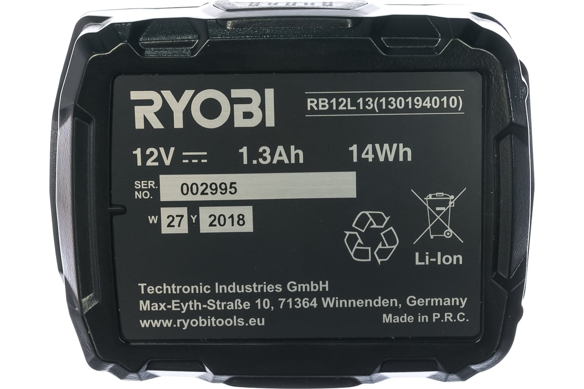 Аккумулятор Ryobi RB12L13 5133002461 (12 В; 1.3 А*ч; Li-Ion)