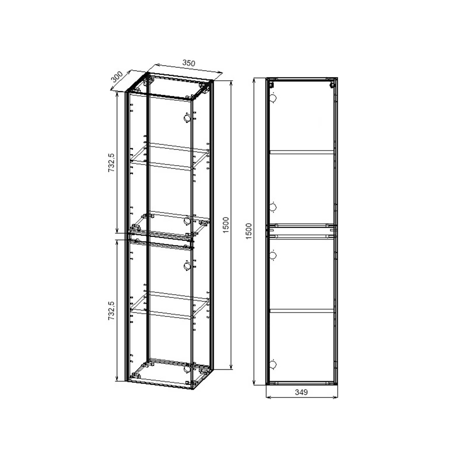 Шкаф пенал Vincea Chiara/Luka 35 см подвесной, T.Oak VSC-2CL150TO