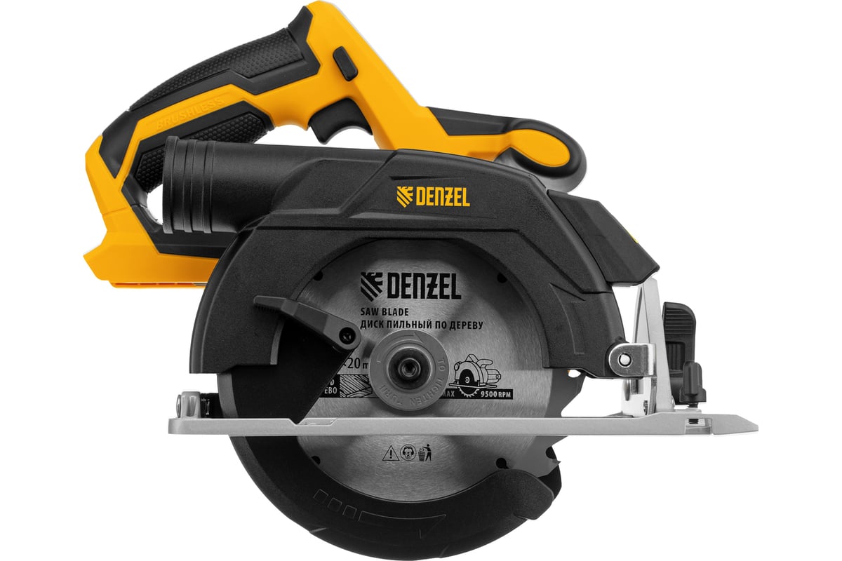 Циркулярная аккумуляторная бесщеточная пила Denzel ccs-165-0, 18 В, li-ion 27402