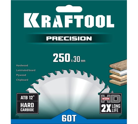 Диск пильный по дереву Precission 250x30 мм, 60Т Kraftool 36952-250-30