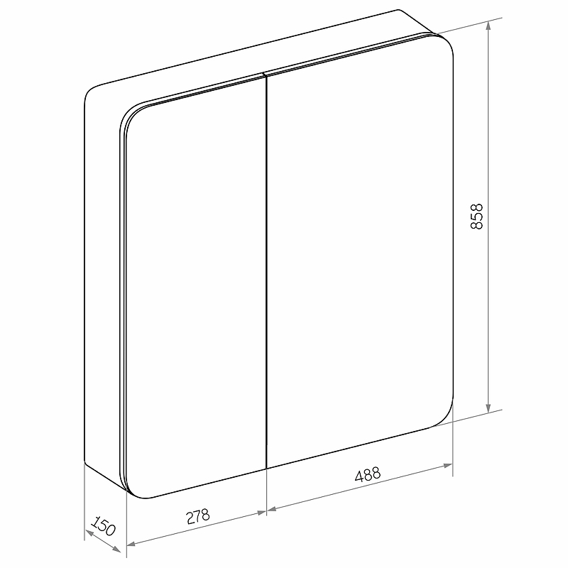 Зеркальный шкаф Континент Eltoro Black LED 76x85 с подсветкой, черный МВК114