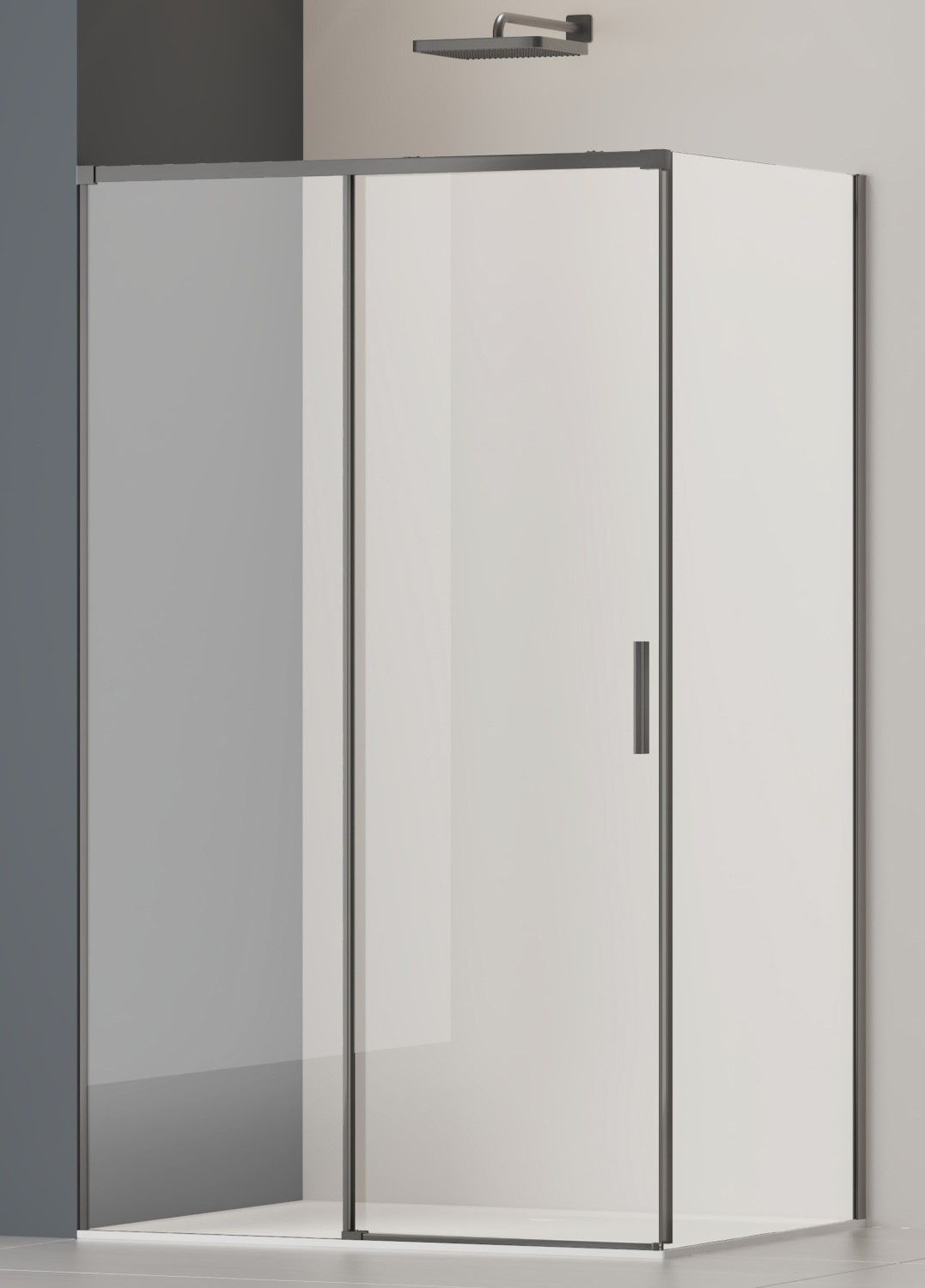 Душевой уголок Vincea Софт 2 (Soft 2) VSR-3SO28014CLGM 140x80 вороненая сталь, прозрачное