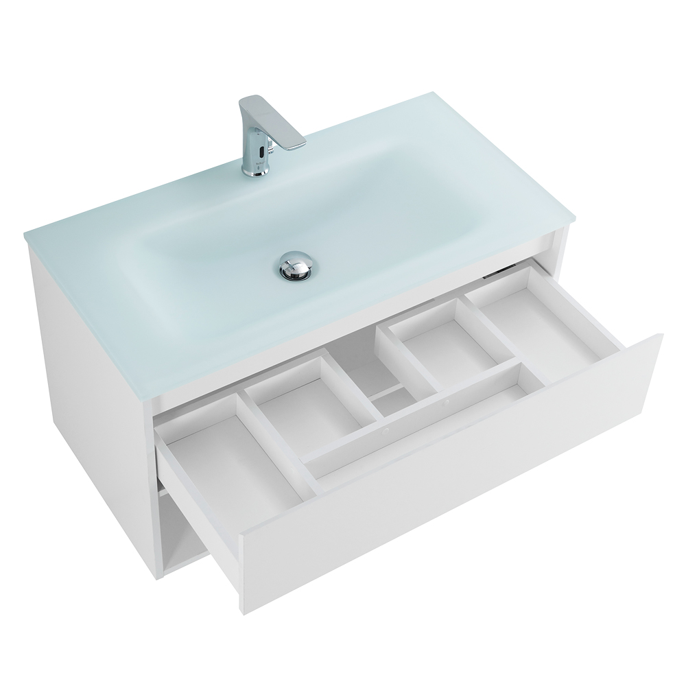 Тумба с раковиной BelBagno Kraft 80 см 1 ящик, полка Bianco Opaco