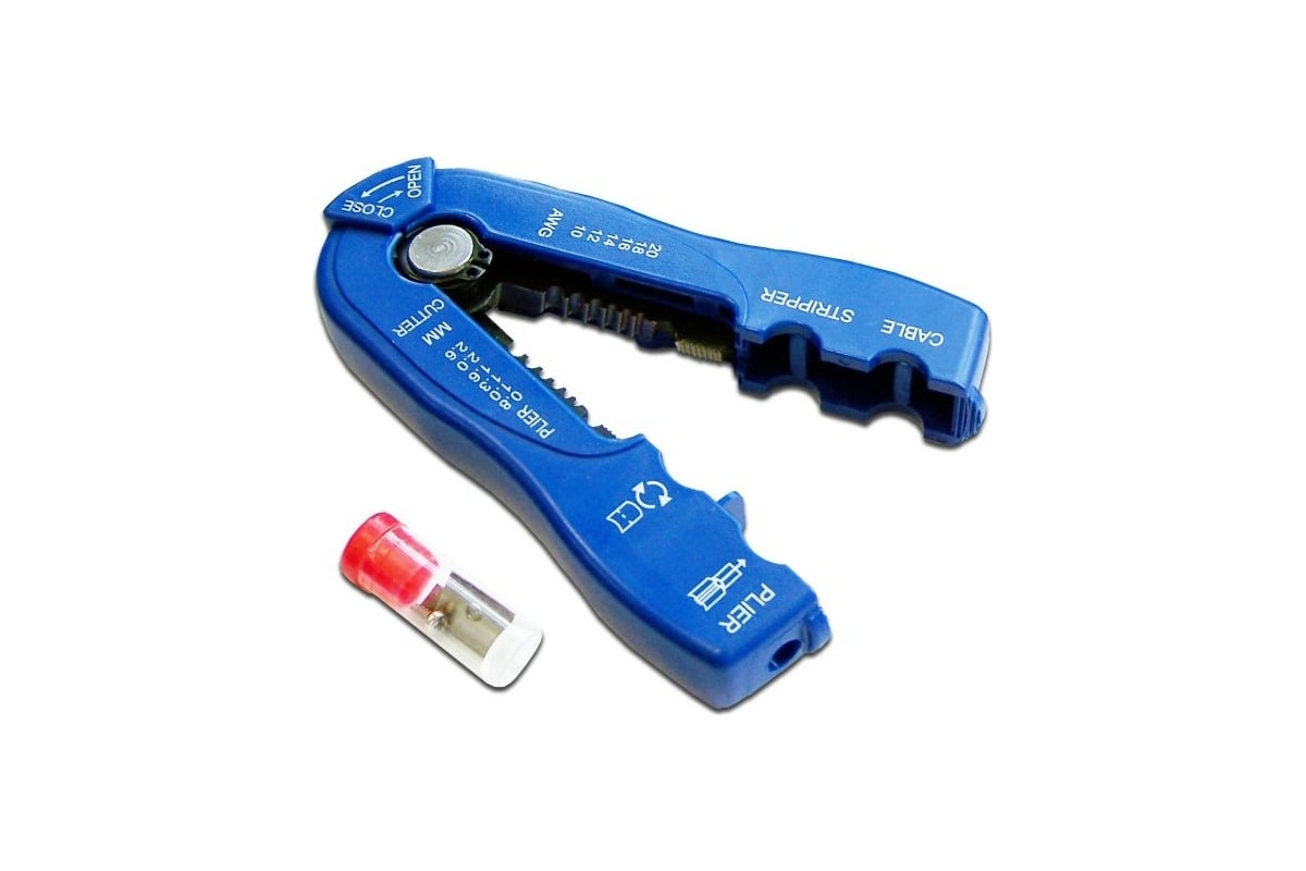Инструмент для снятия изоляции Lanmaster 0.8-2.6 мм 10-20 AWG синий LAN-STR-0.8-2.6