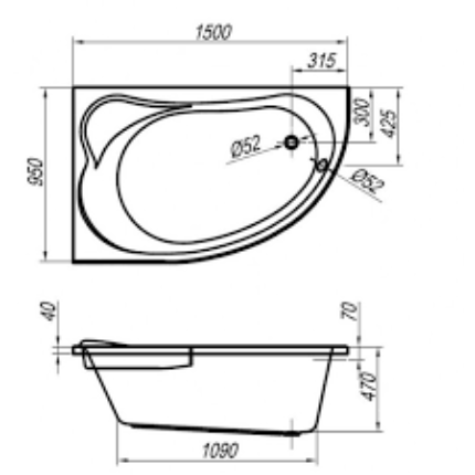 Акриловая ванна Kolpa-San Voice BASIS 150x95 см L