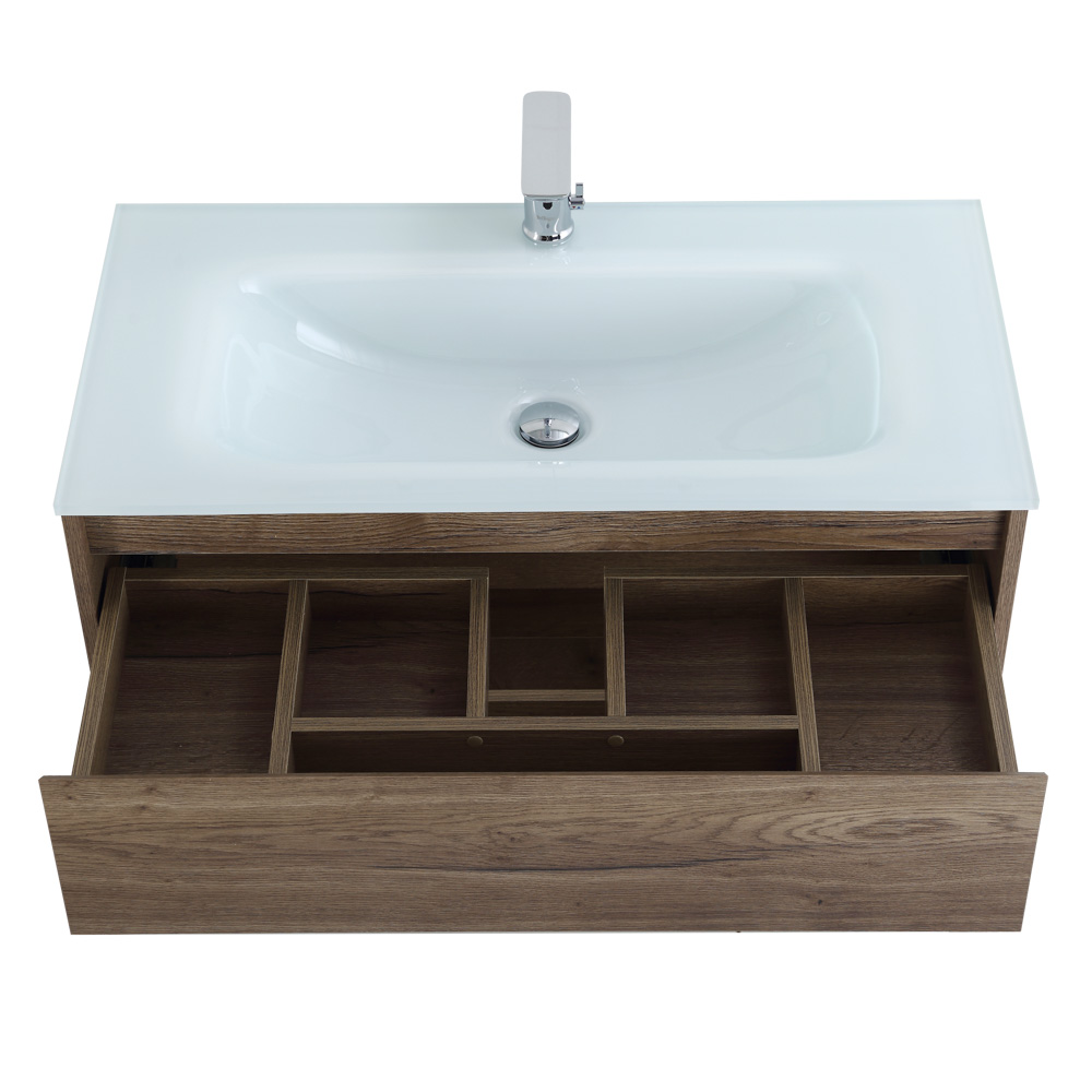 Тумба с раковиной BelBagno Kraft 80 см 1 ящик, полка Rovere Tabacco