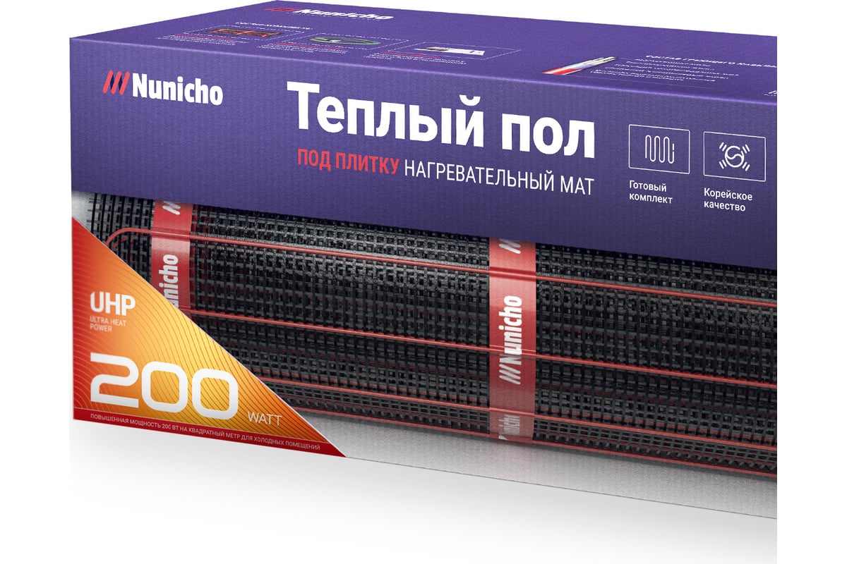 Электрический теплый пол Nunicho 9 м2, 200 Вт/м2 двужильный экранированный 1413409