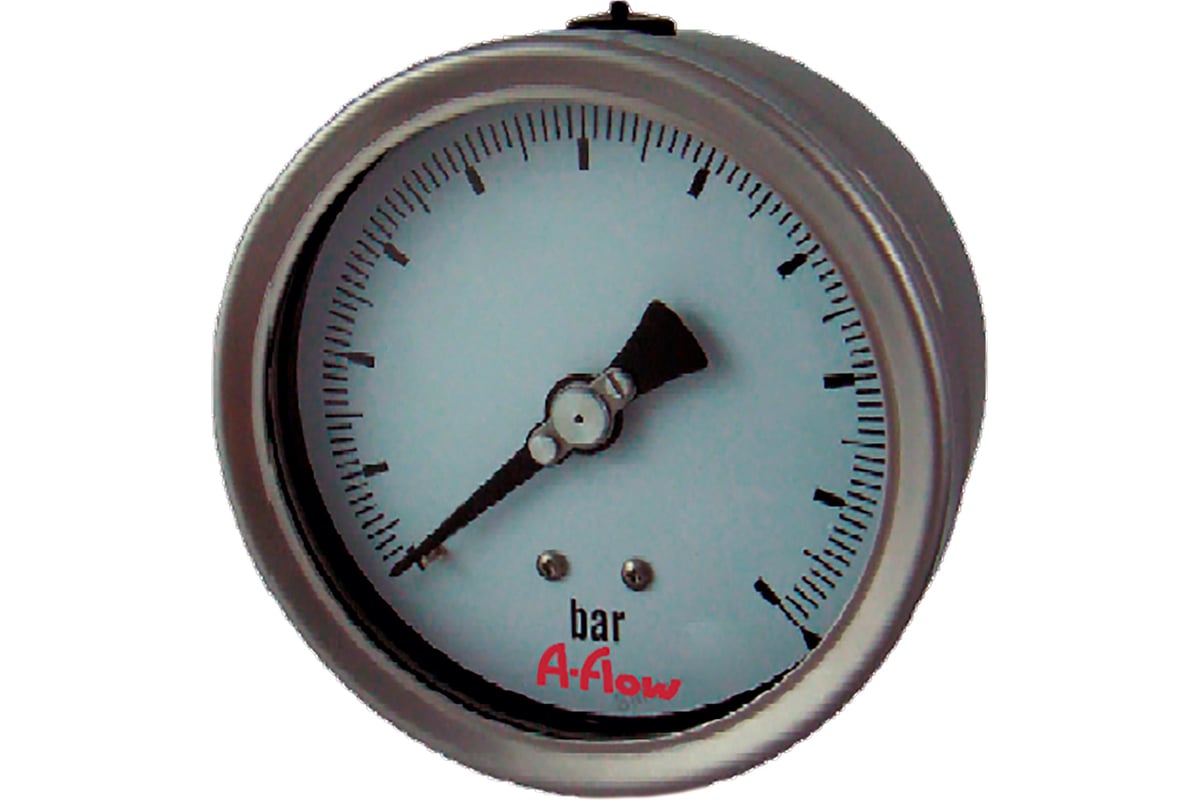 Манометр от 0 до 6 бар из нержавеющей стали, D63 мм, NPT 1/4", штуцер сзади по центру A-Flow G22-S-4N-63B-6bar