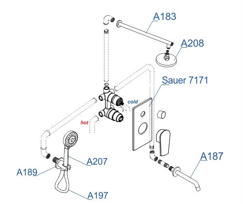 Душевой набор WasserKRAFT Sauer A71208 золото