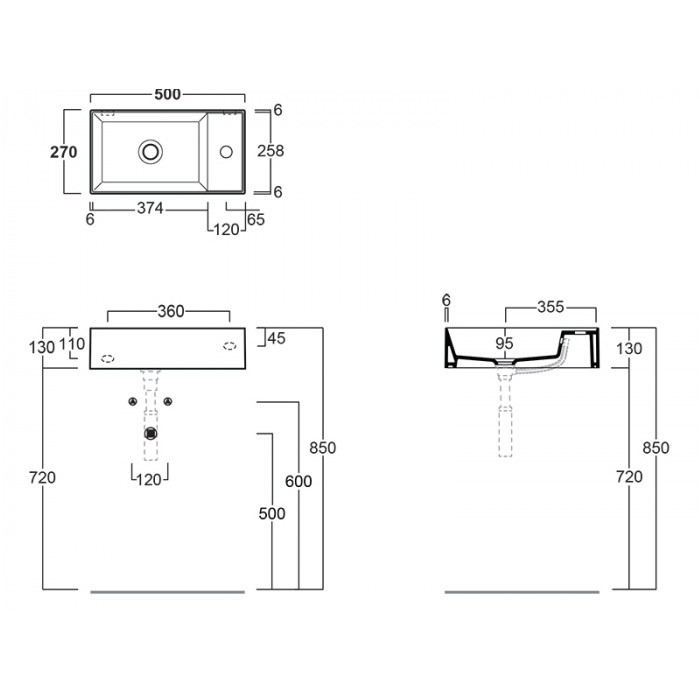 Раковина Simas Agile AG50*1 50x27 см cemento matt