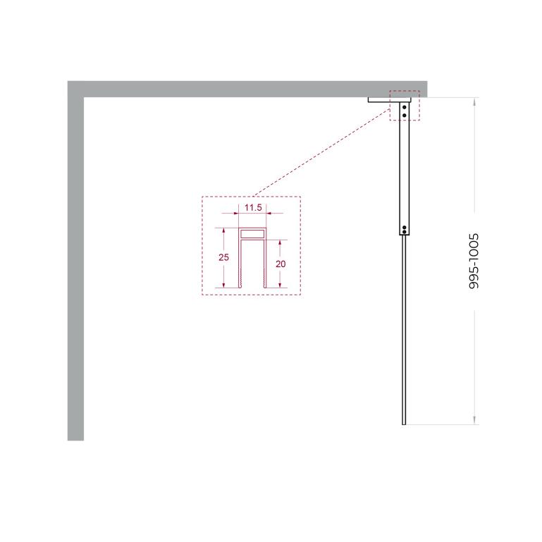 Душевая перегородка Belbagno UNO-L-1-TB-100-BR-Cr 100x200 бронза, хром
