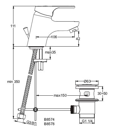 Смеситель для раковины Ideal Standard Slimline II B8574AA