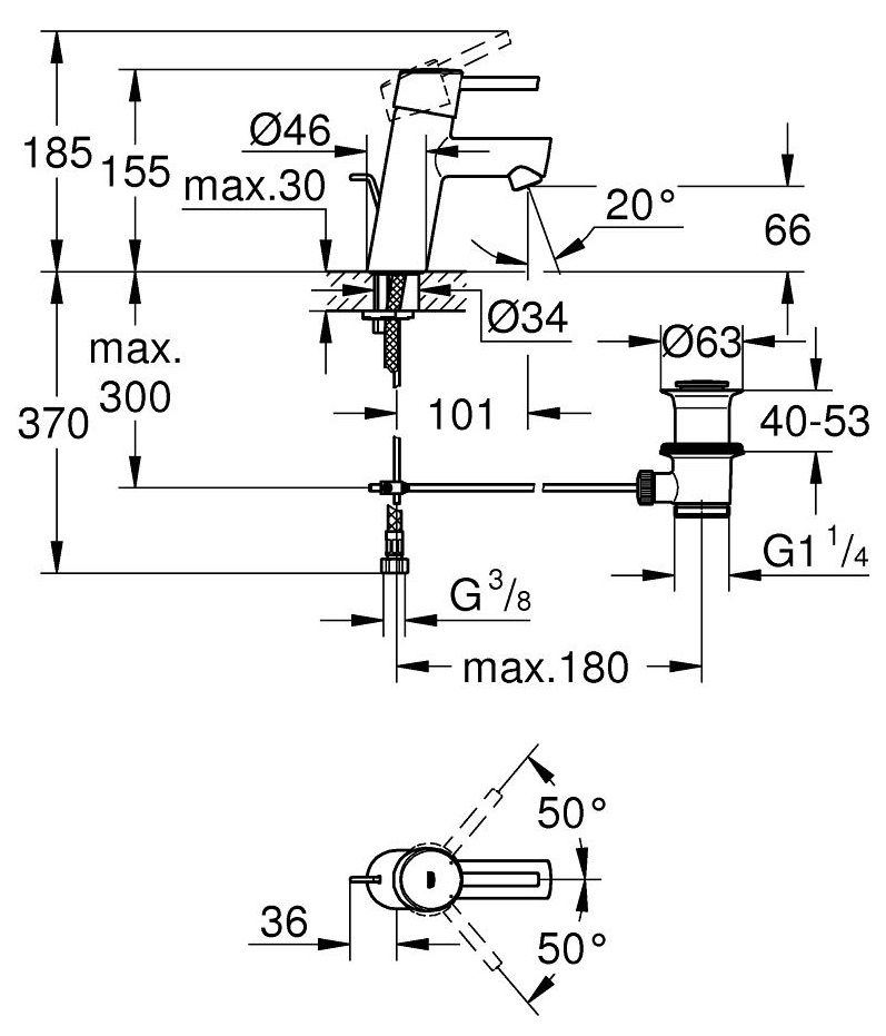 Смеситель для раковины Grohe Concetto New 32204001