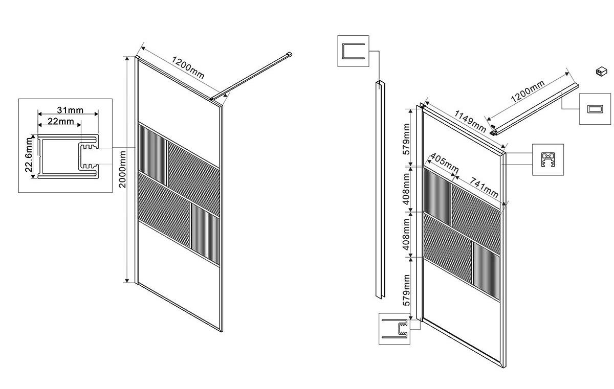 Душевая перегородка Vincea Walk-In VSW-1HC120CFBG 120x200 брашированное золото, рифленое