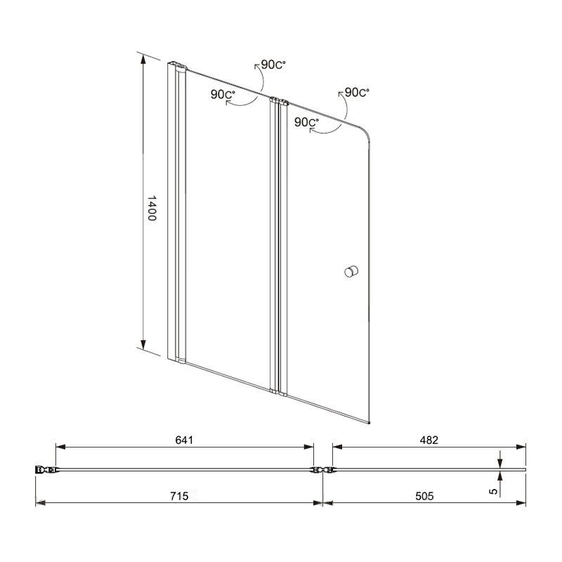 Шторка для ванны Aquanet Alfa 4 NF6222-pivot 122x140, прозрачное стекло