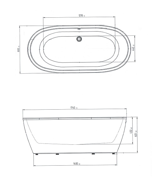 Акриловая ванна Creto Tailor 174x80 см 19-17480