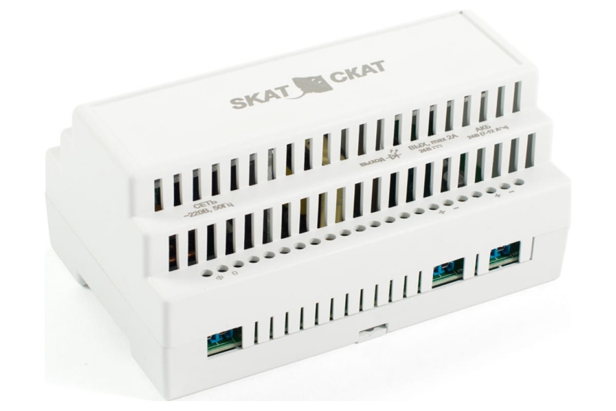 Источник питания Skat -24-2.0 DIN 24В 2А пластиковый корпус под DIN рейку 35 мм 585
