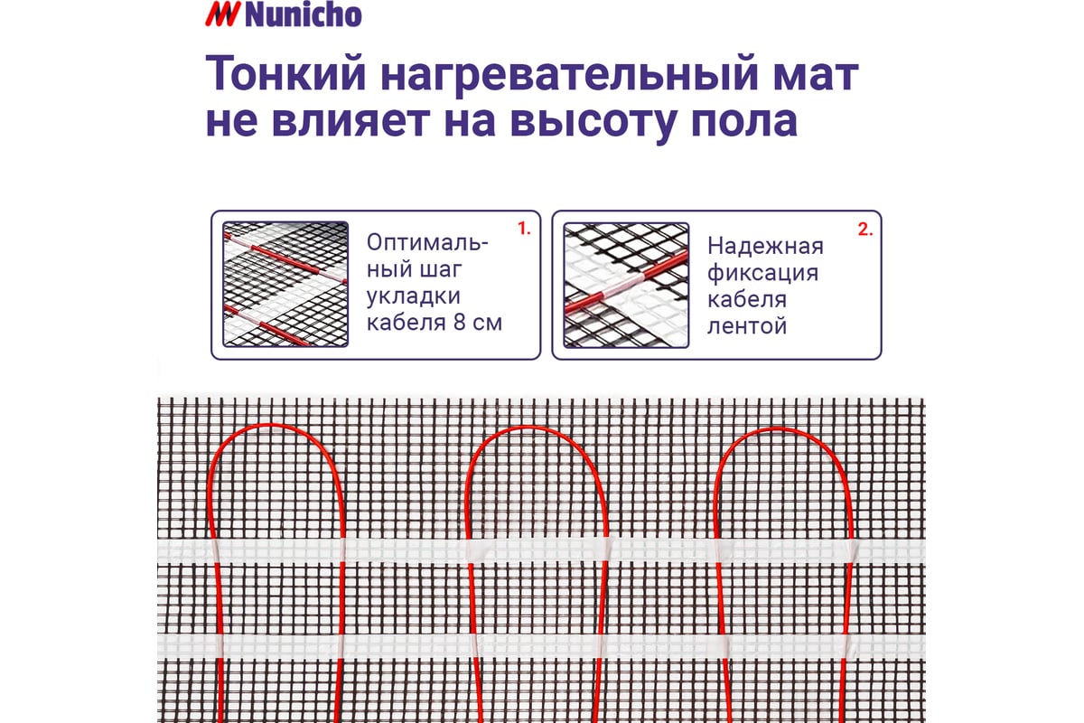 Электрический теплый пол Nunicho 5 м2, 150 Вт/м2 двужильный экранированный 141305