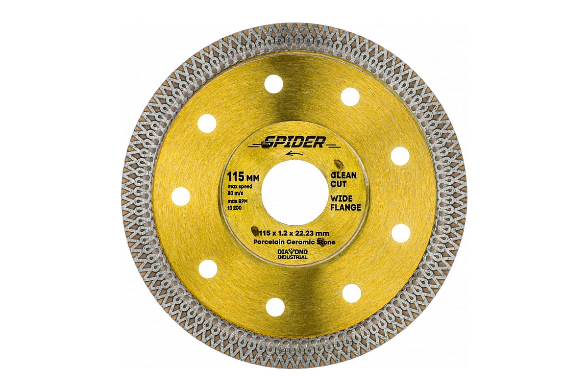 Диск алмазный ультратонкий X-тип SPIDER 115x10x1.2x22.23 мм Diamond Industrial DIDX115ST