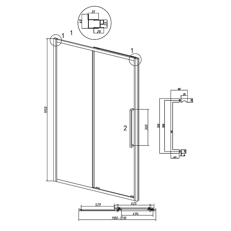 Душевая дверь Grossman Cosmo 120x195 тонированное, черный матовый 100.K33.02.120.21.10