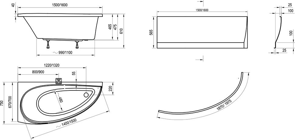 Акриловая ванна Ravak Avocado 150x75 см L CT01000000