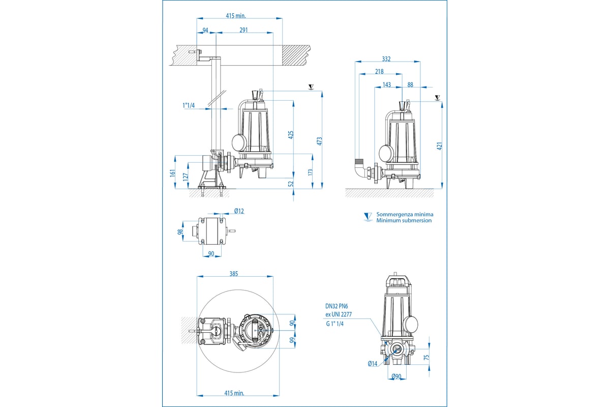 Погружной насос с режущим механизмом Dreno Pompe GRIX 32-2/110 M/G 2001590