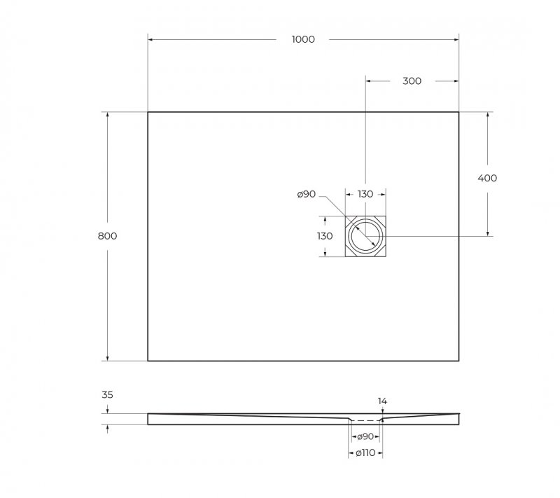 Поддон для душа BelBagno TRAY-MR-UNO-AH-100/80-35-W-CR 100x80 белый