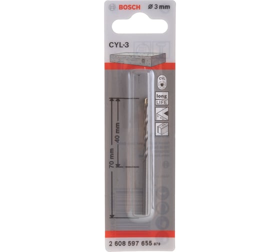 Сверло по бетону Silver Percussion (3х40х70 мм) Bosch 2.608.597.655