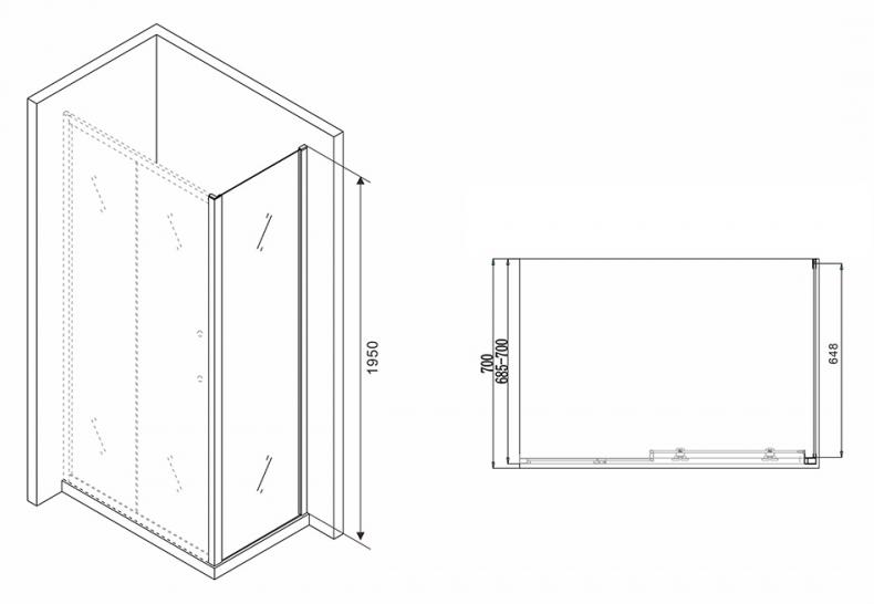 Боковая стенка Abber Schwarzer Diamant S70B 70x195 см, черный