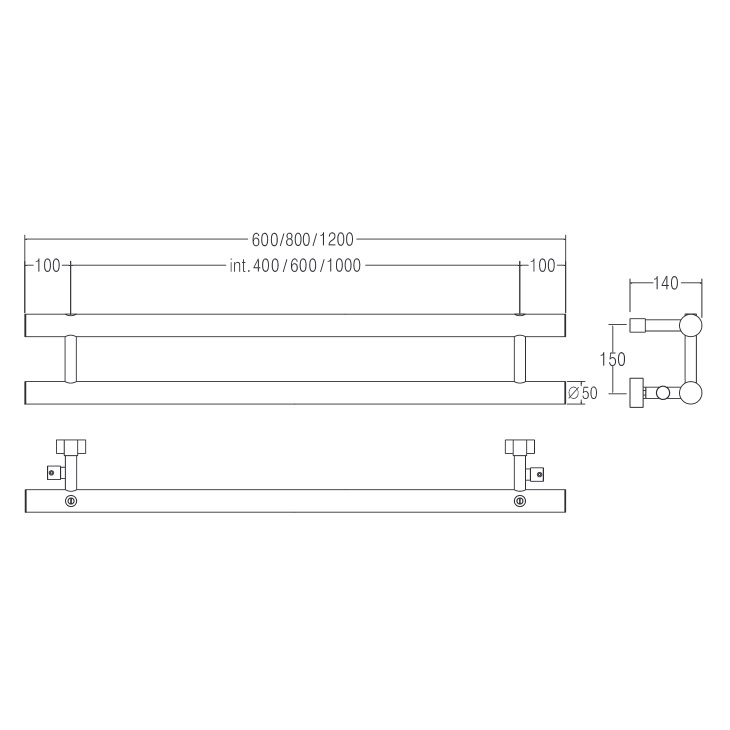 Полотенцесушитель водяной Margaroli Orizzonti 1-442/2 хром 14424002CR