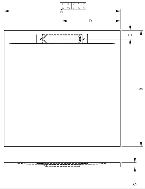 Поддон для душа Riho Isola 90x90 антрацит