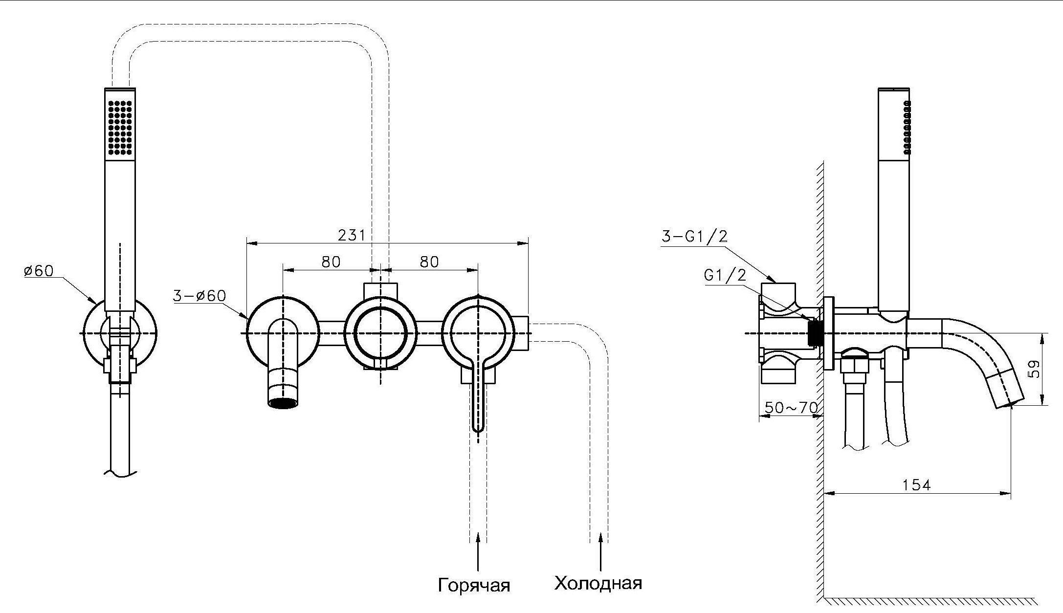 Смеситель для ванны Vincea Вилла (Villa) VTFW-1VL1BG брашированное золото