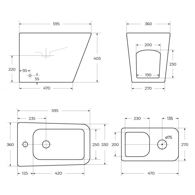 Напольное биде BelBagno Ardente-R BB003B