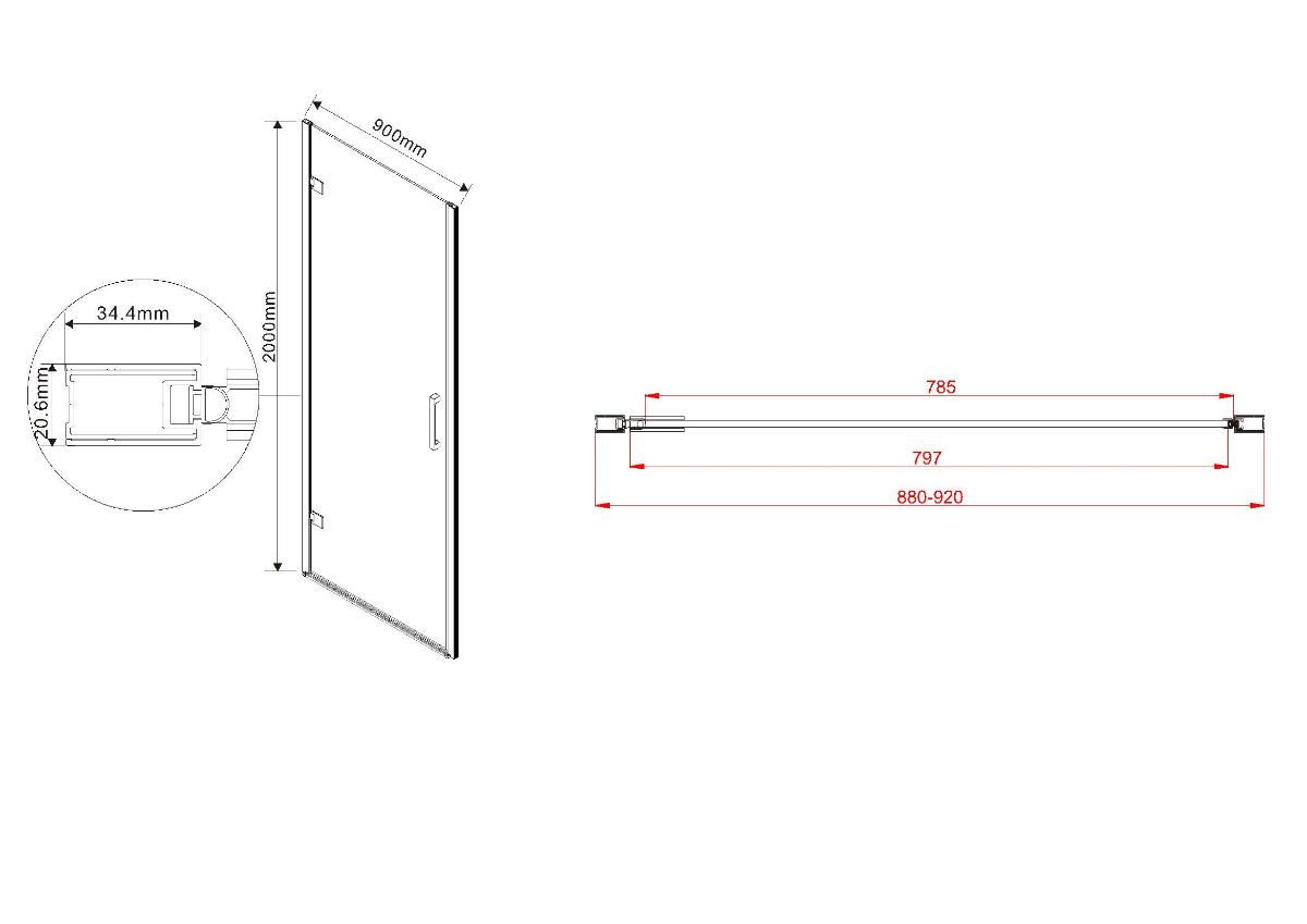 Душевая дверь Vincea Flex VDP-1F900CGB 90x200 черный, тонированное