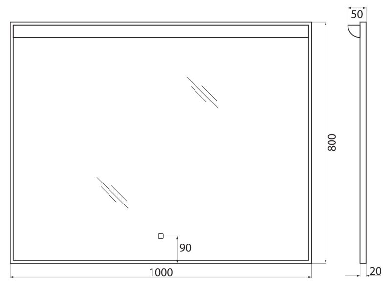 Зеркало BelBagno SPC-UNO-1000-800-TCH 100x80 см, с подсветкой