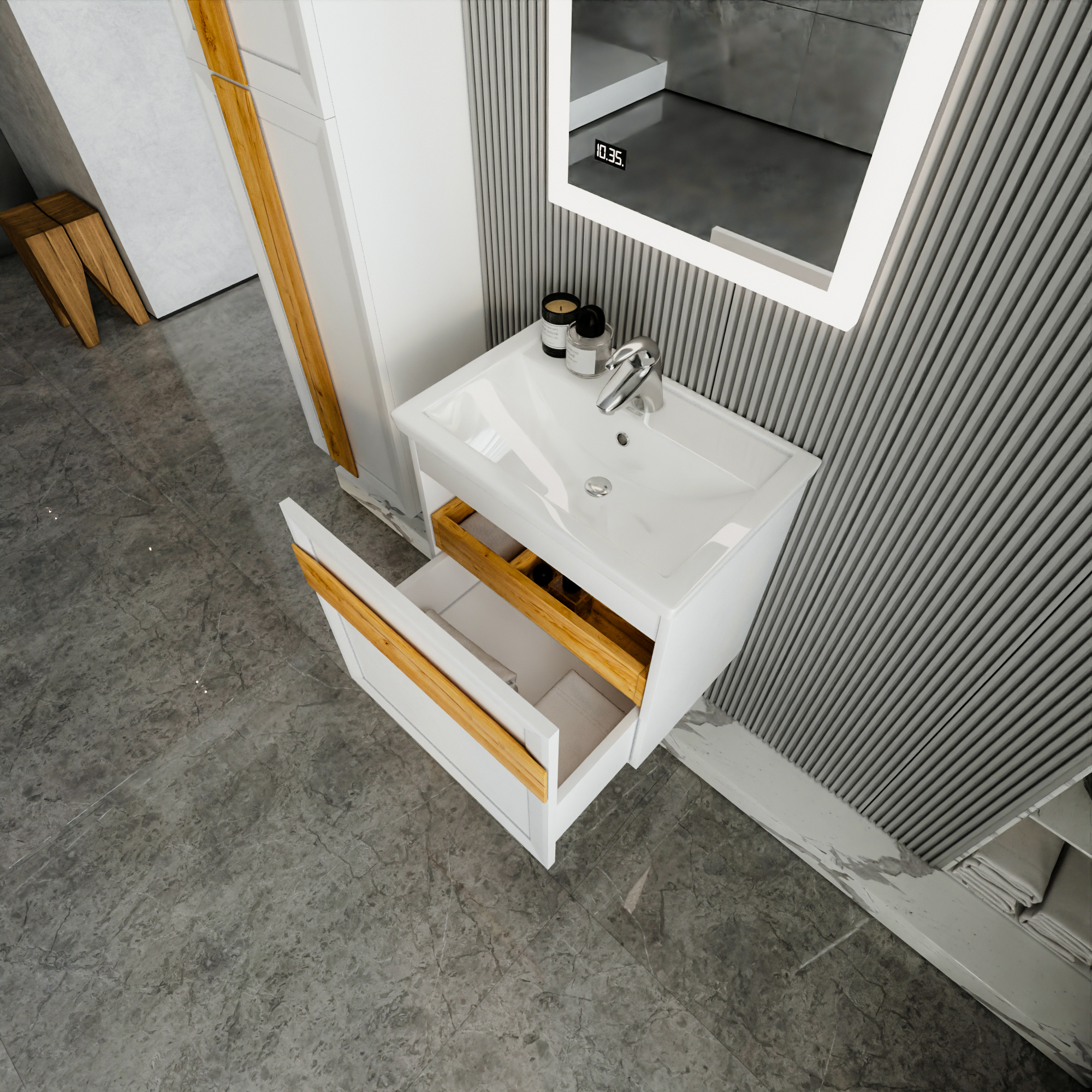 Мебель для ванной Бриклаер Берлин 60 см белый глянец