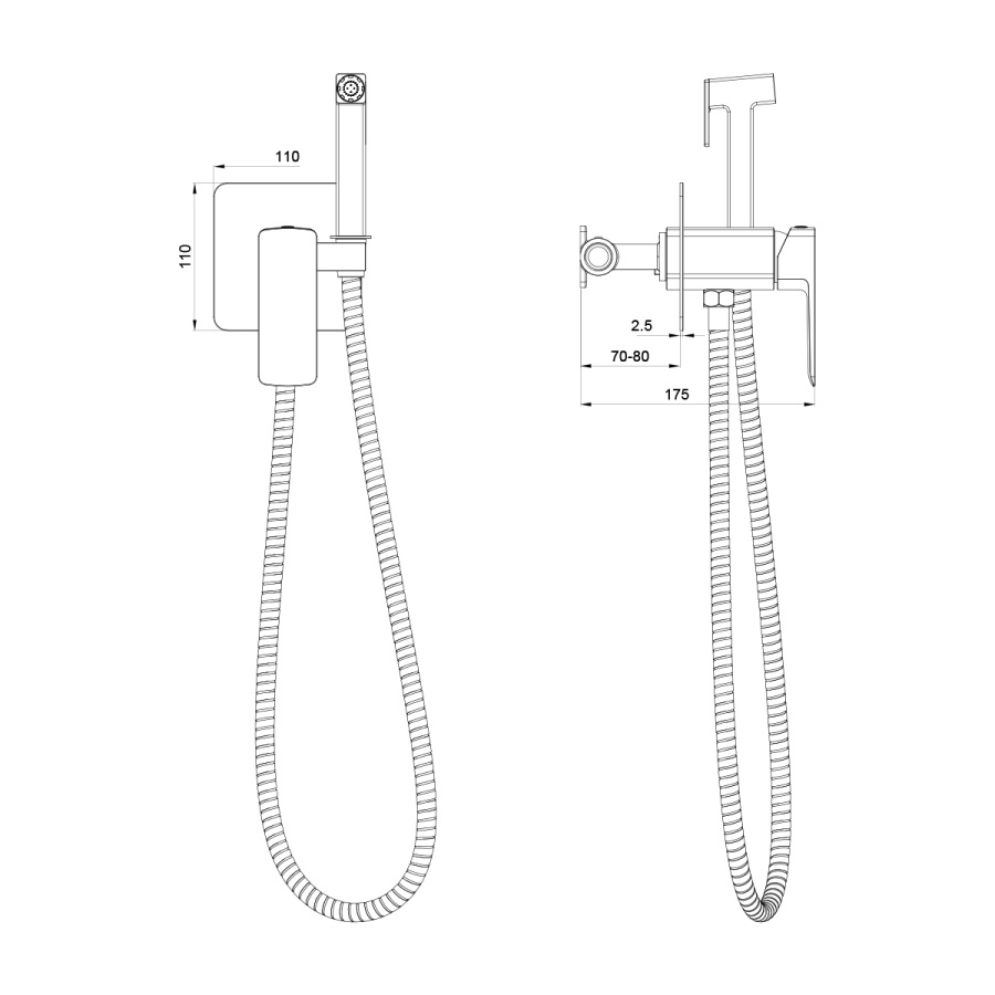 Смеситель Oliveeka D-Line OL-829003-CR с гигиеническим душем, хром