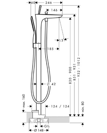 Напольный смеситель Hansgrohe PuraVida 15473000