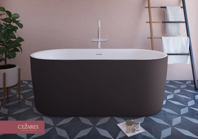 Акриловая ванна Cezares Metauro Central METAURO-INT-Central-180-80-60-B-W-MATT 180x80 см белый матовый/черный матовый