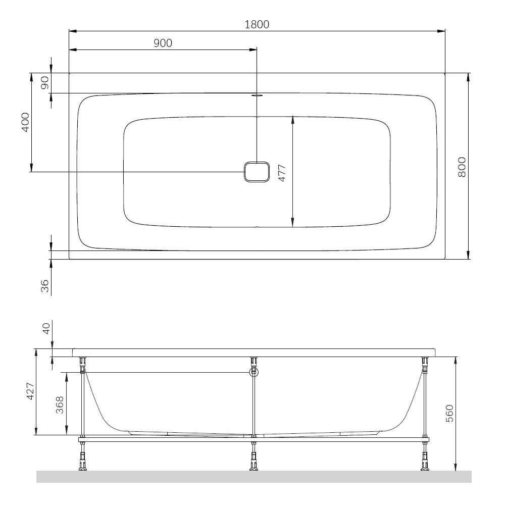 Акриловая ванна Am.Pm Func W84A-180-080W-A 180x80 см