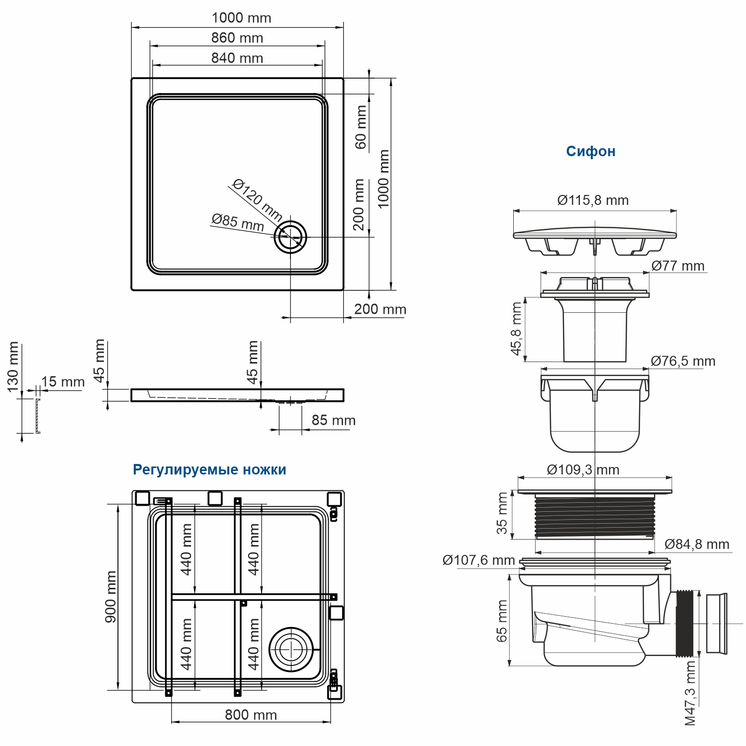 Поддон для душа WasserKRAFT Amper 29T19 100x100