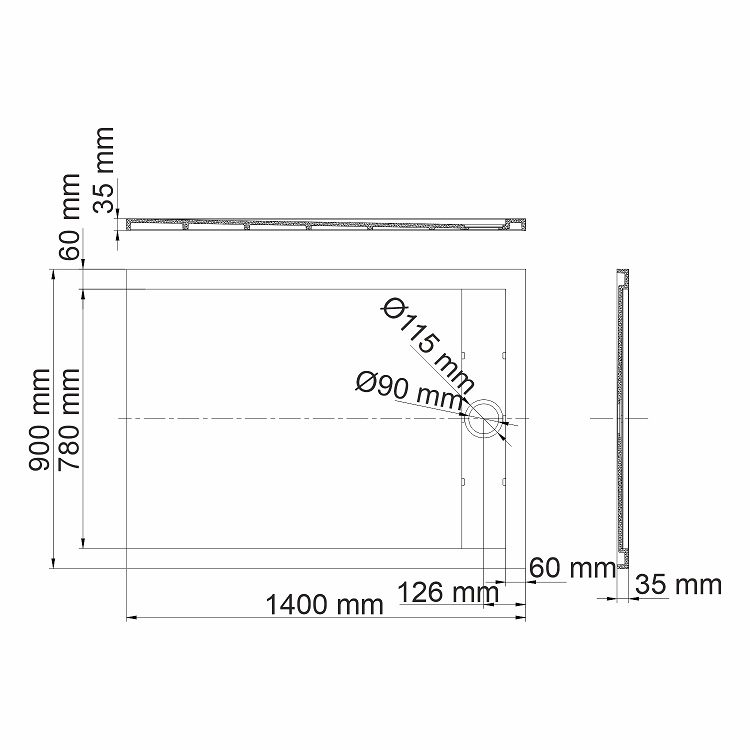 Поддон для душа WasserKRAFT Rhin 44T36 140x90, белый мрамор