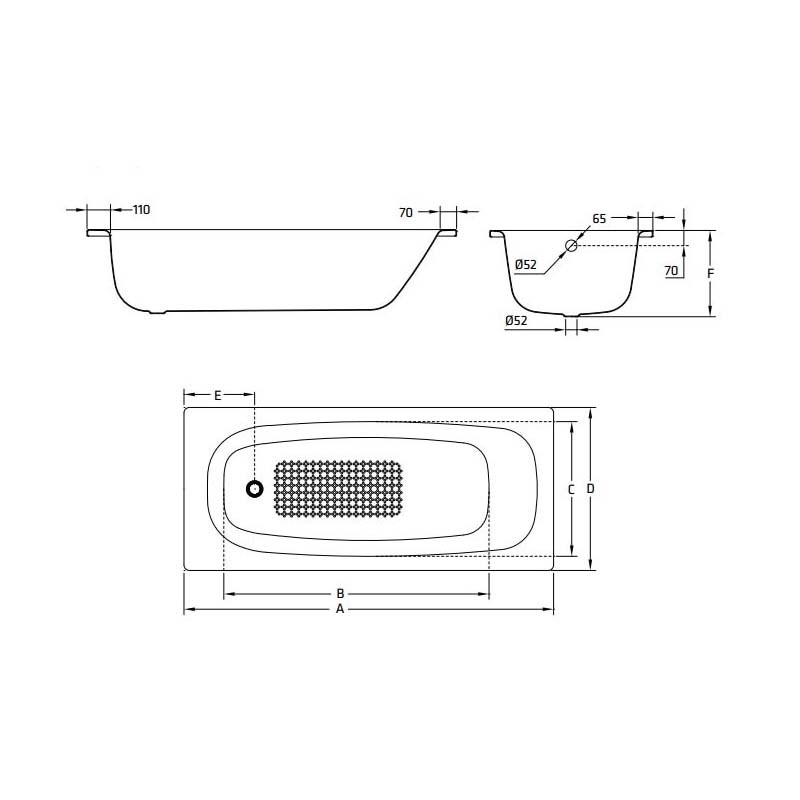 Стальная ванна BLB Universal HG 150x70