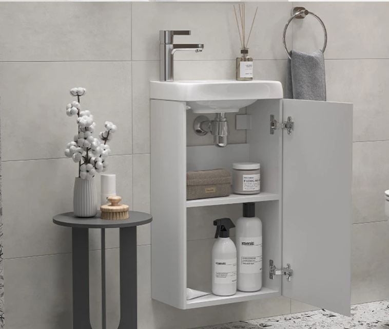 Тумба с раковиной Velvex Bio 40 см, покрытие пленка, высота 65 см