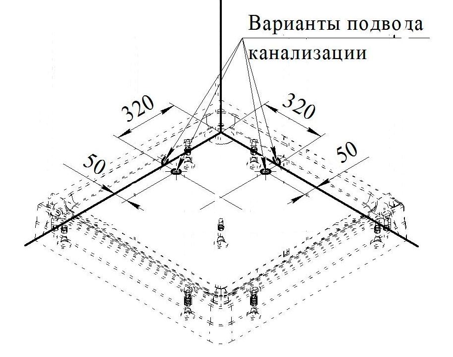 Поддон для душа Радомир 1-11-0-0-0-120 110x110 квадратный