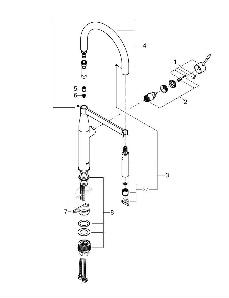 Смеситель для кухни Grohe Essence 30294000 с душем, хром