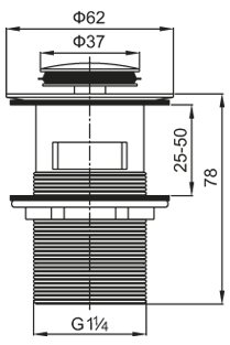 Донный клапан BelBagno с системой Клик-клак с переливом BB-PCU-06-CRM