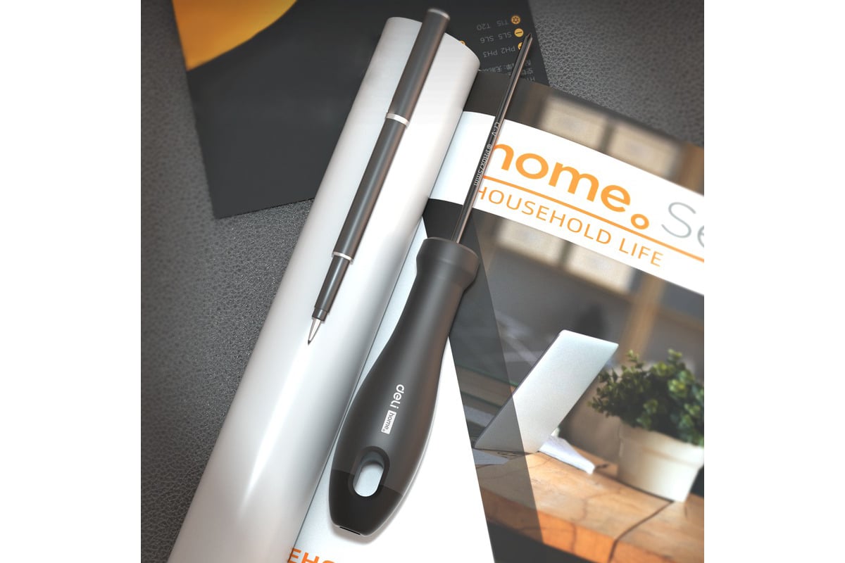 Шлицевая отвёртка Deli Home Series Black HT1105 SL5x100мм, Cr-V, Soft Touch рукоятка. подарочная упаковка, эксклюзивный дизайн 104604