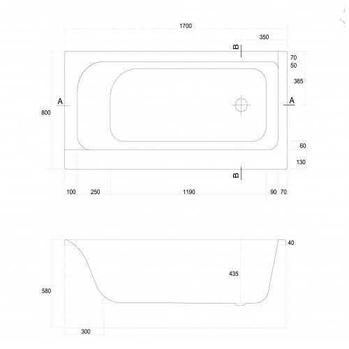 Акриловая ванна Cersanit Smart 170x80 L/R