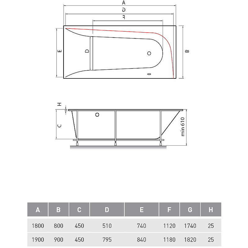 Акриловая ванна Vayer Boomerang 190x90 R Гл000010854